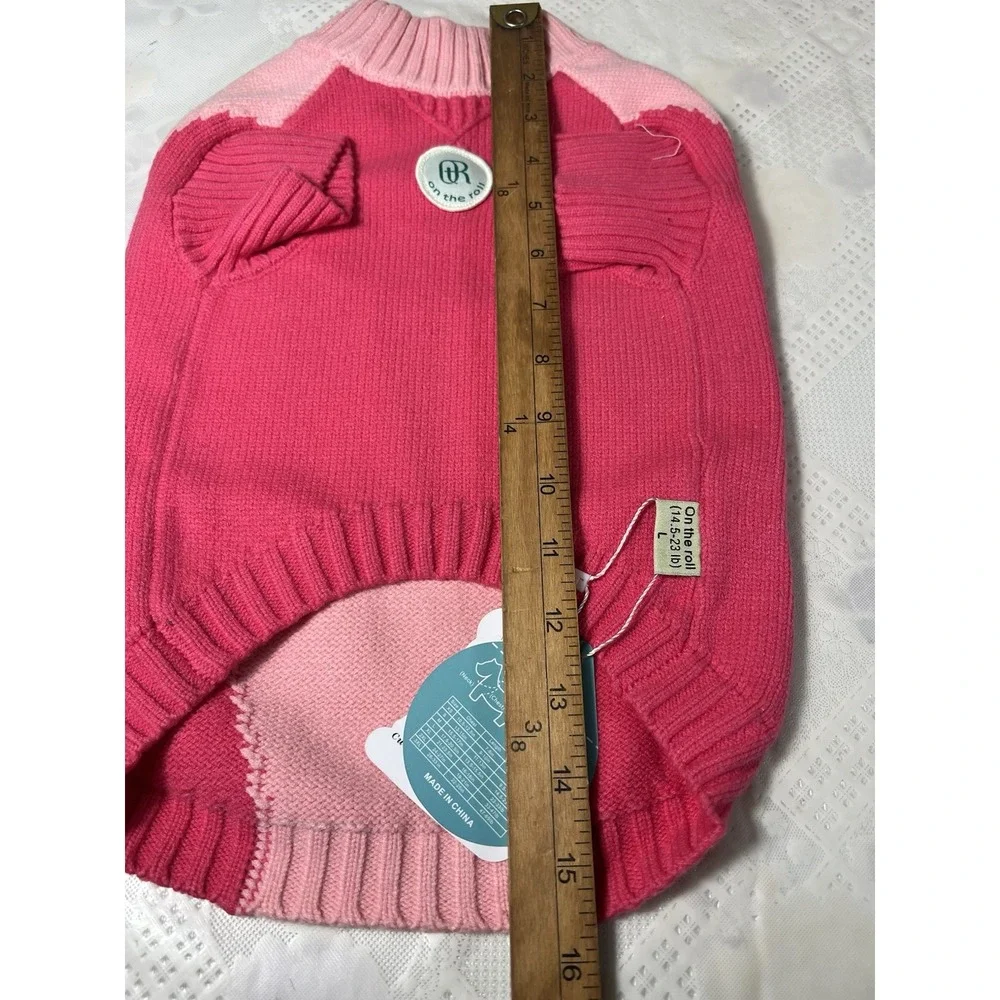 Dog Sweater ON THE ROLL  Apparel for Dogs Pink Hoodie Size L Wool Pink